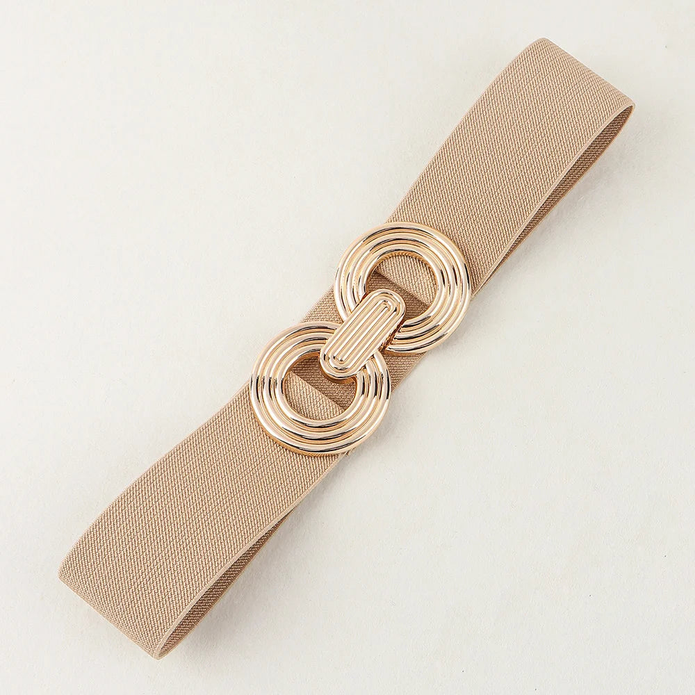 Fashion Dress Belts for Women Simple Waist Elastic Ladies Band Round Buckle Decoration Coat Sweater Party Belt Girdle Belt Gift