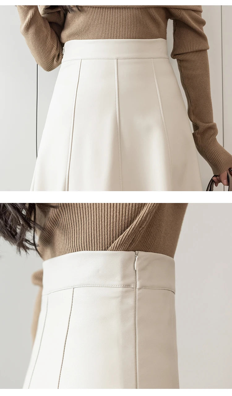 Leather Skirt Women 2025 Autumn Winter New Arrival High Waist PU Skirt Korean Style Maxi A Line Skirt For Women Hot Sale