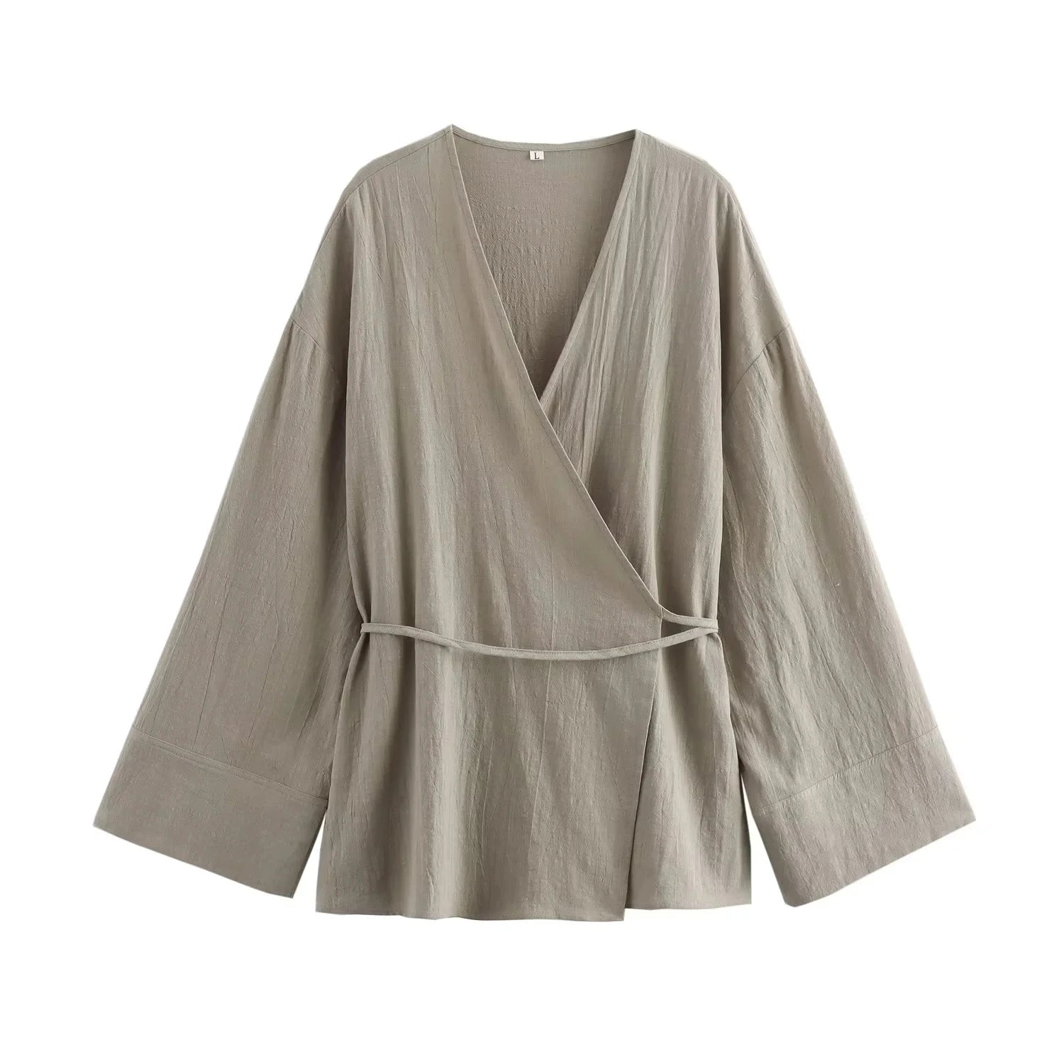 HXAO Woman Pants Set Two Pieces Tied Kimono Long Tops Pajama Baggy Pants Suits Summer Long Sleeve Women's Top And Bottom Set