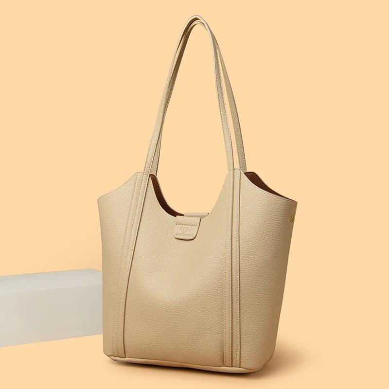 Elegant Women's Handbag Quality Leather Top-Handle Bag Ladies Solid Color Shoulder Crossbody Bag Casual Tote Purse Messenger Sac