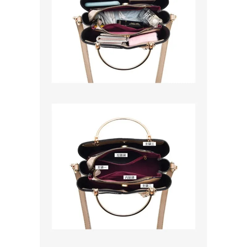 Fashionable handbag Korean color-blocking large capacity women's bag fashionable one-shoulder crossbody bag bucket bag