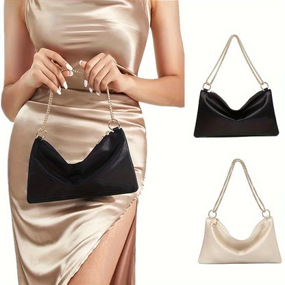 Evening Bag for Women Wedding Formal Dance Cocktail Party Choulder Bag Champagne Beige Black Color with Zipper Closure