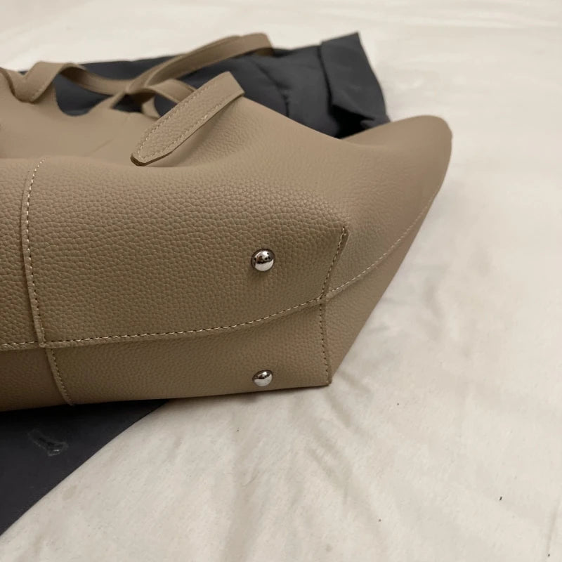 Branded Designer Shoulder Tote Bags For Women Soft PU Leather 2-IN-1 Big Capacity Shopper Tote Set 2025 Luxury Designer Handbags