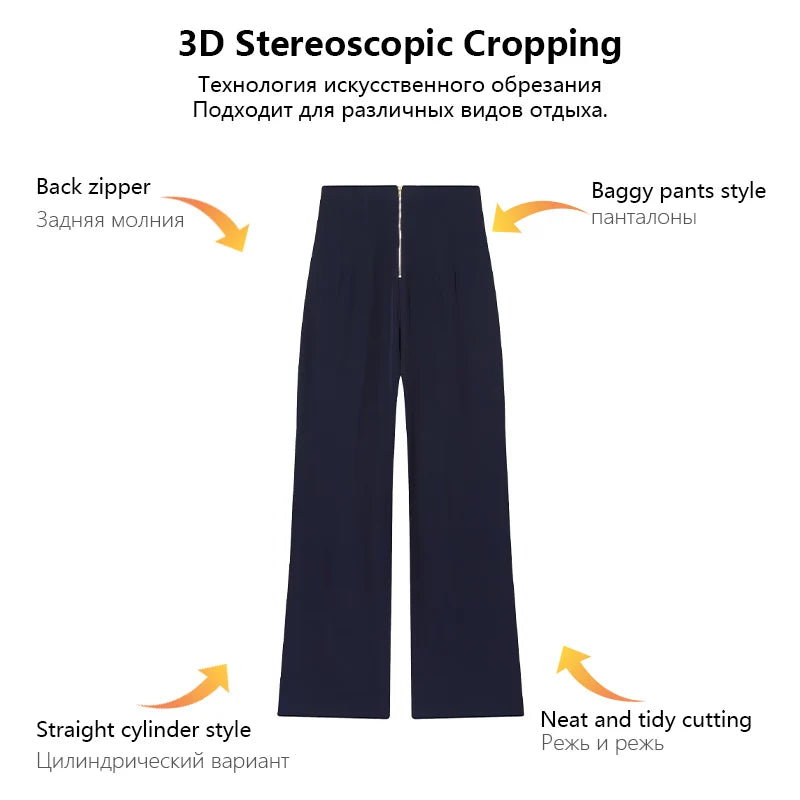 Womens Casual Trousers High Waist Zipper Elegant And Versatile Pants For Spring And Autumn Everyday Wear