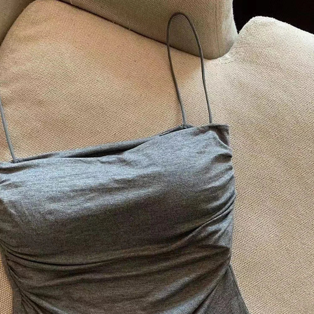 Sleeveless Tees Tank Tops For Women Camisole Vest Cropped Top Slim Fit Solid Color Spaghetti Strap Built In Bra Women Clothes