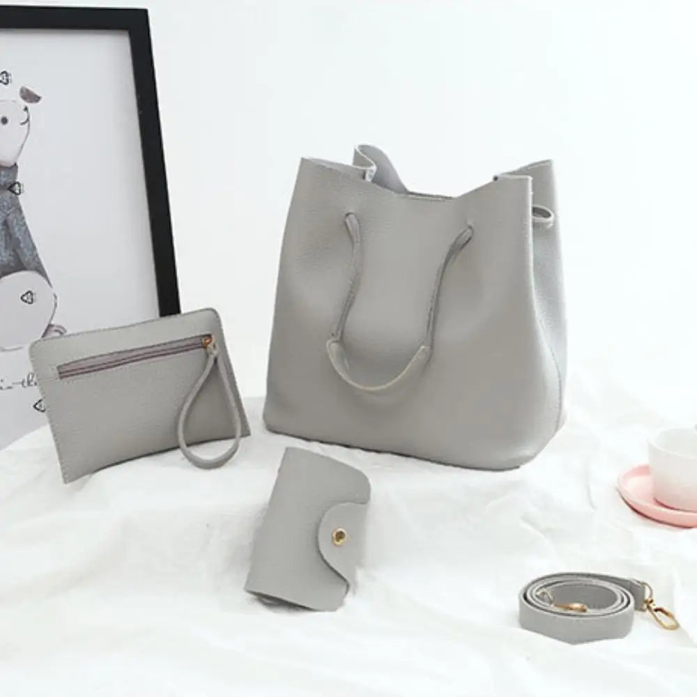 4Pcs Faux Leather Shoulder Bag Women Handbag Crossbody Bags Clutches Purse Set Trend Female Shoulder Bag Casual Purse Set