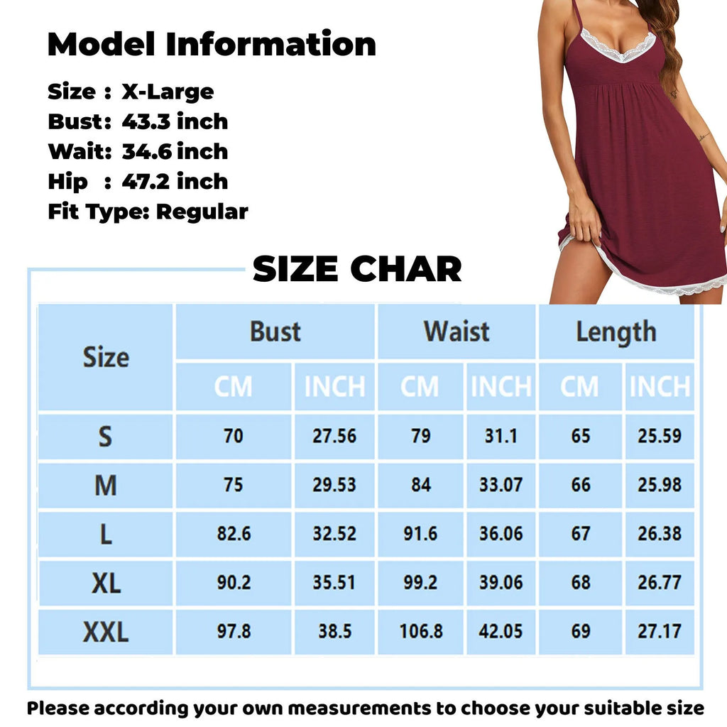 Ladies Spring Summer Sexy Backless Lace Sling Nightdress Deep V Neck Strap Adjustable Breathable Night Dress Thin Pajamas