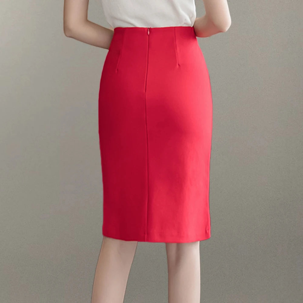 Elegant All-Match High Waist Slim Women Skirts Simple OL Style Office Lady Pencil Skirt Female Classic Vintage Wrap Bottoms