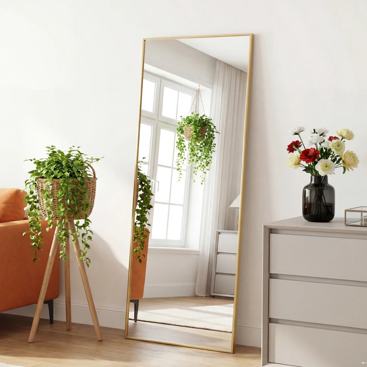 56"x21" Full Length Mirror with Aluminum Alloy Frame