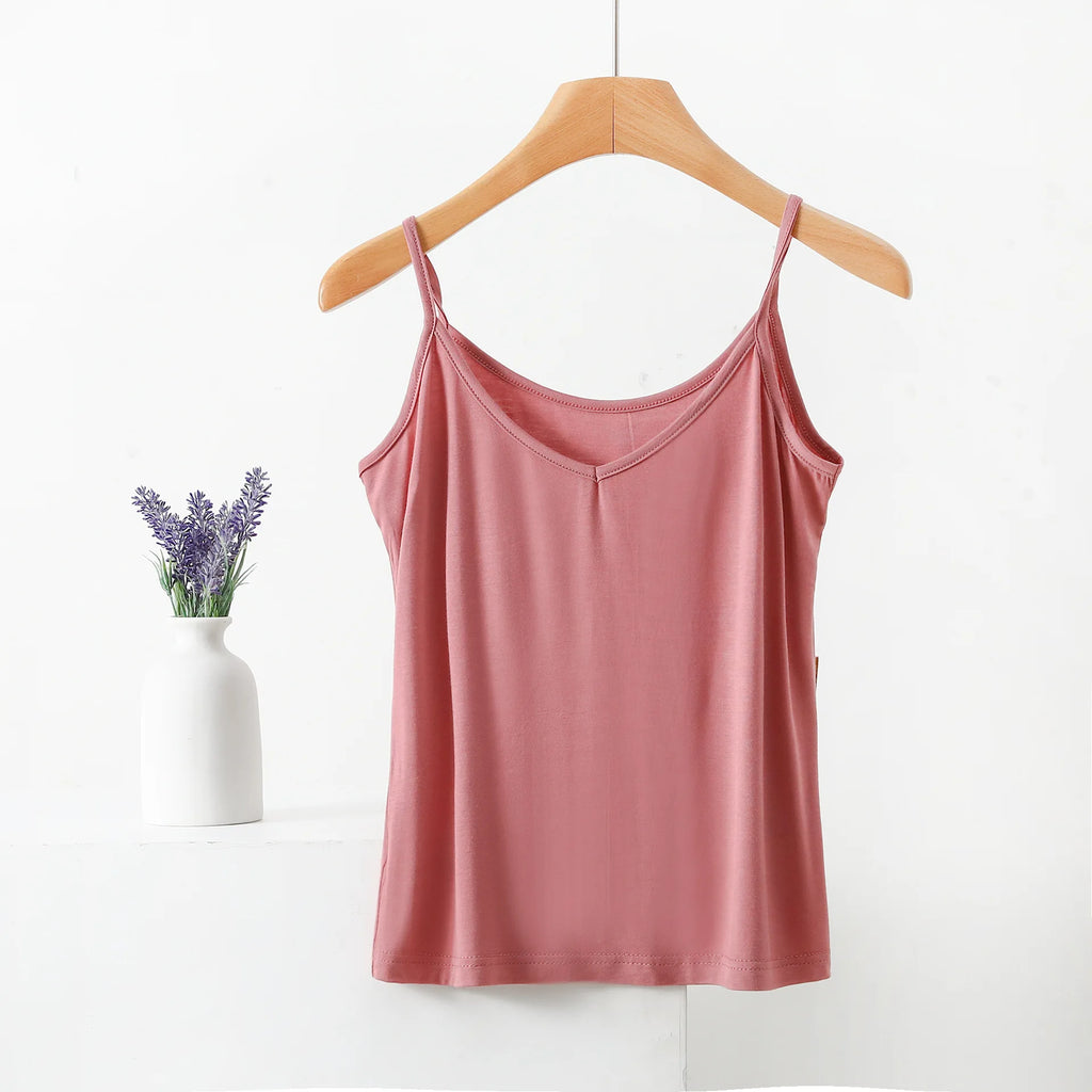Spaghetti Strap Top Women Halter V-Neck Basic Cami Sleevless tank tops Women's Summer Camisole Solid color