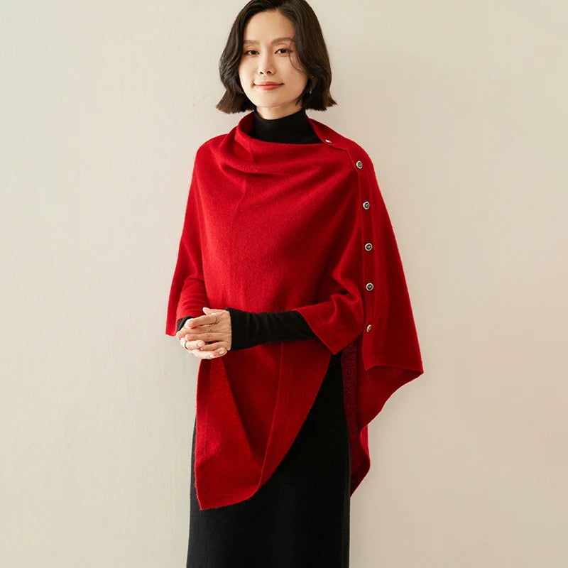 Women's High-End Outerwear Shawl Fashionable Scarf Warm Cloak Knitted Coat Autumn And Winter