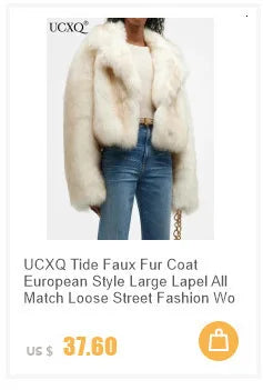 UCXQ Tide Faux Fur Coat European Style Street All Match Lapel Temperament Elegant Long Outerwear Women 2025 Autumn Winter 3C2587