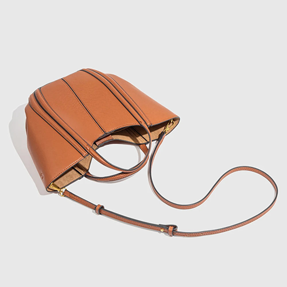 Luxury Quilting Basket Bags for Women Handbags PU Leather Bucket Bag Fashion Designer Shoulder Crossbody Bag Female Purses NEW