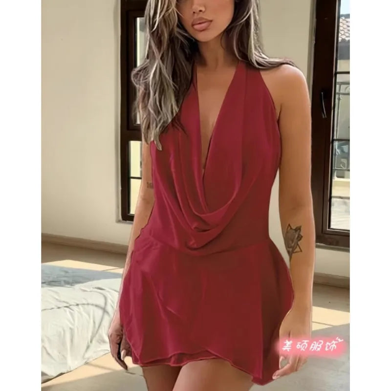 The Sleeveless  V-Neck Halter Dress