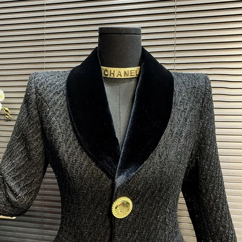 High Quality Women Woolen Coat Korean Style 2025 New Mid-Length Autumn And Winter Black Temperament Slim Women Woolen Coat H497