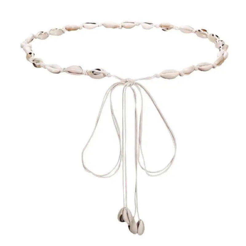 Belts For Women Knot Waistband Summer Boho Shell Bead Dress Jeans Belt Female Beach Accessory Beige Wax Cord