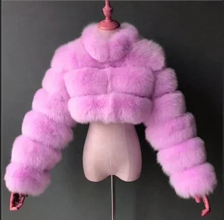 S-8XL Winter Warm Loose Fluffy Plush Jacket Women Striped Faux Fur Soft Velvet Coat Ladies Long Sleeves Thick Short Overcoat