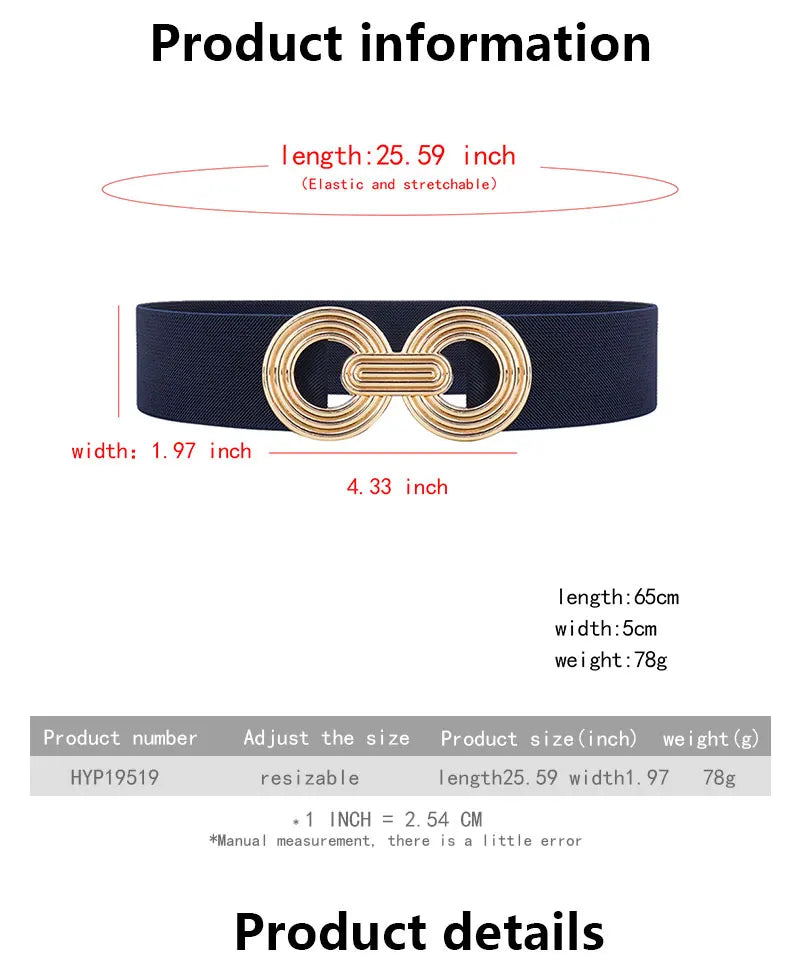 Fashion Dress Belts for Women Simple Waist Elastic Ladies Band Round Buckle Decoration Coat Sweater Party Belt Girdle Belt Gift