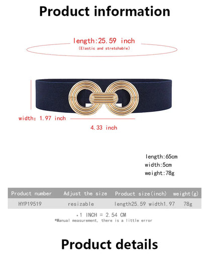 Fashion Dress Belts for Women Simple Waist Elastic Ladies Band Round Buckle Decoration Coat Sweater Party Belt Girdle Belt Gift