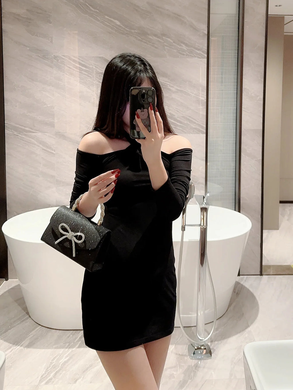 Evening Bag Dress Versatile European and American Clutch Bag Crossbody Celebrity Fashion Diamond Bow Chain Bag