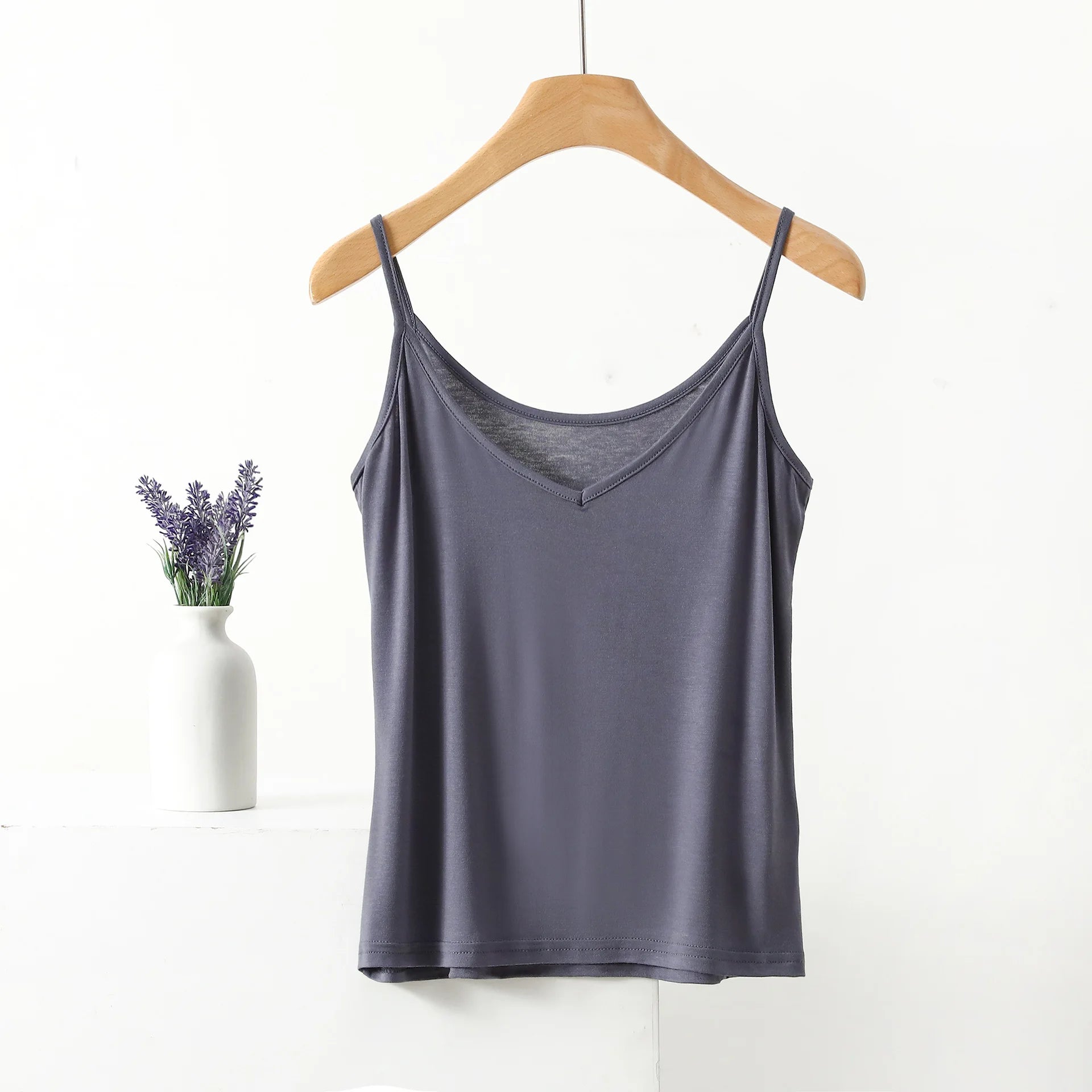 Spaghetti Strap Top Women Halter V-Neck Basic Cami Sleevless tank tops Women's Summer Camisole Solid color
