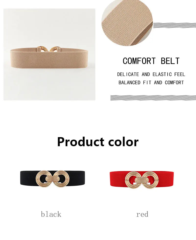 Fashion Dress Belts for Women Simple Waist Elastic Ladies Band Round Buckle Decoration Coat Sweater Party Belt Girdle Belt Gift