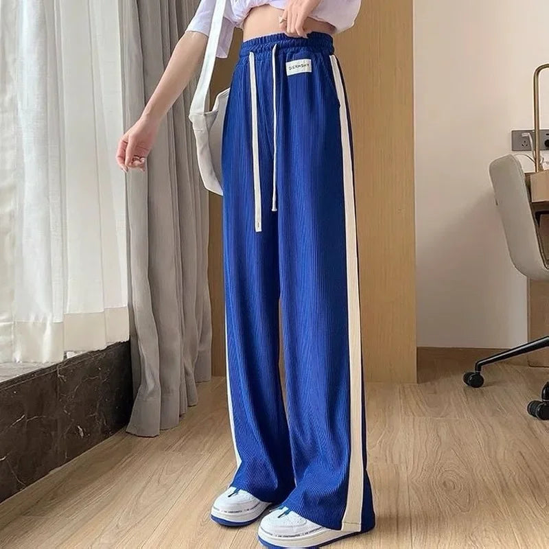 Sports Blue Joggers Female Pants Black Straight Leg Trousers for Women Clothes Elastic Waist Fitness Jogging Loose Sweatpants G