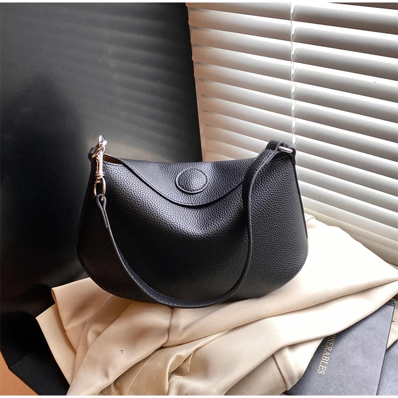 Pea Pod Crossbody Shoulder Bag,Women's Lychee Pebbled Pattern Women Dumpling Sling Bag,Chic Simple Minimalist Commuter Purse