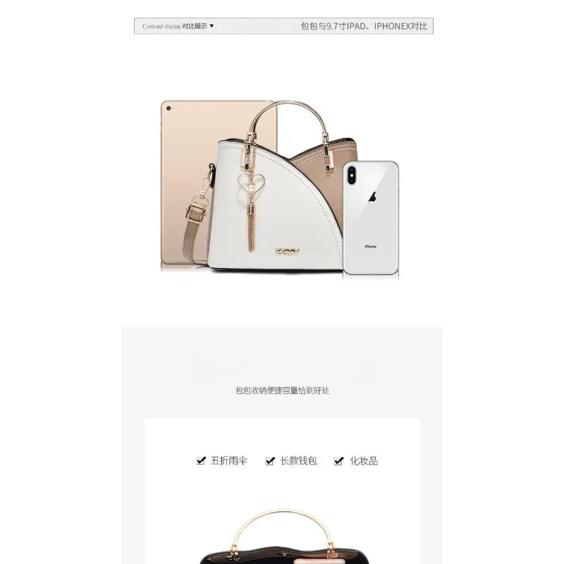 Fashionable handbag Korean color-blocking large capacity women's bag fashionable one-shoulder crossbody bag bucket bag