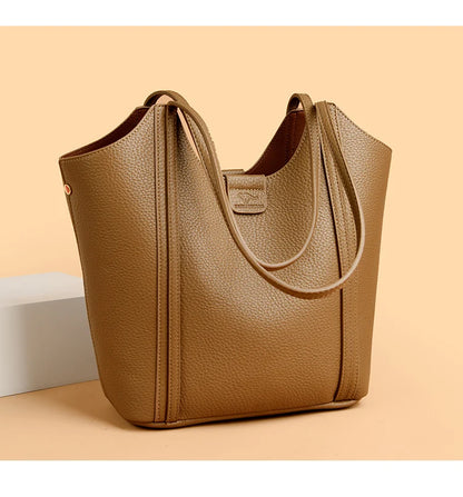Elegant Women's Handbag Quality Leather Top-Handle Bag Ladies Solid Color Shoulder Crossbody Bag Casual Tote Purse Messenger Sac