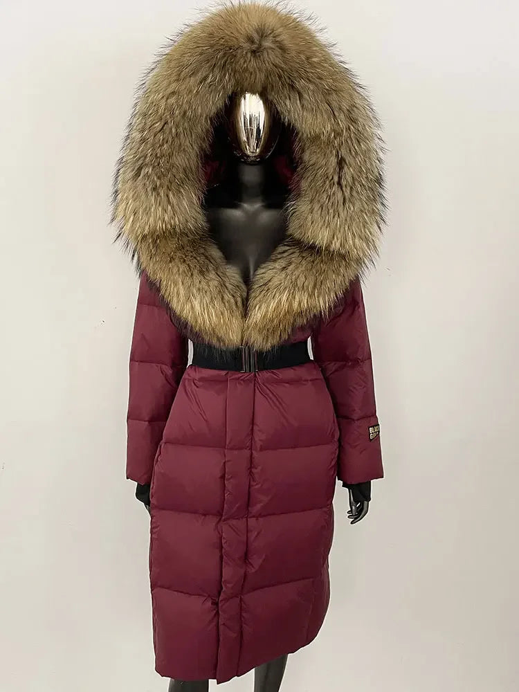 OFTBUY Winter Women Coat Real Fox Fur Collar Hooded Jacket Thick Warm Autumn Hat Detachable X-long White Duck Down Overwears