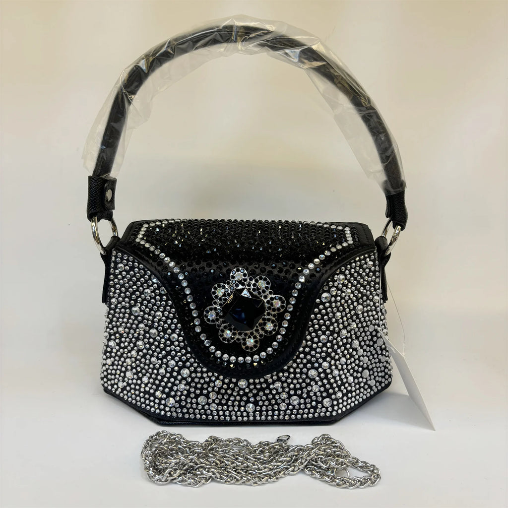 2025 Fashion Luxury Rhinestone Diamonds Shoulder Handbags For Women Thick Chain Crossbody Bag Ladies Handbag F5-823-5