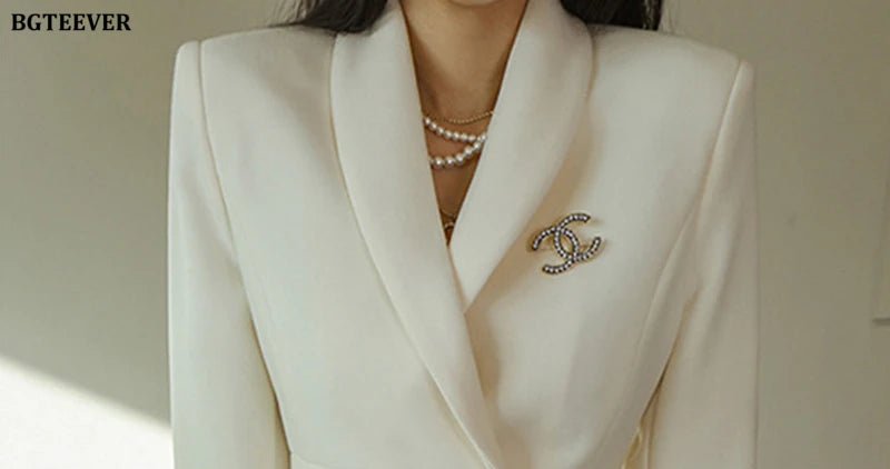 BGTEEVER Elegant Ladies Skirt Suits Double Breasted Slim Waist Blazer & High Waist Package Hip Skirts Women 2 Pieces Set