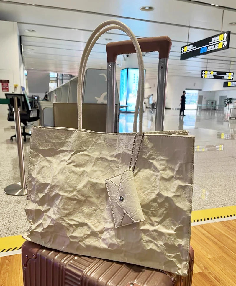 England Style Tote Bags For Women Luxury Designer Handbags Purses 2024 New In PU Oil Wax Skin Wrinkles Letter Underarm Shoulder