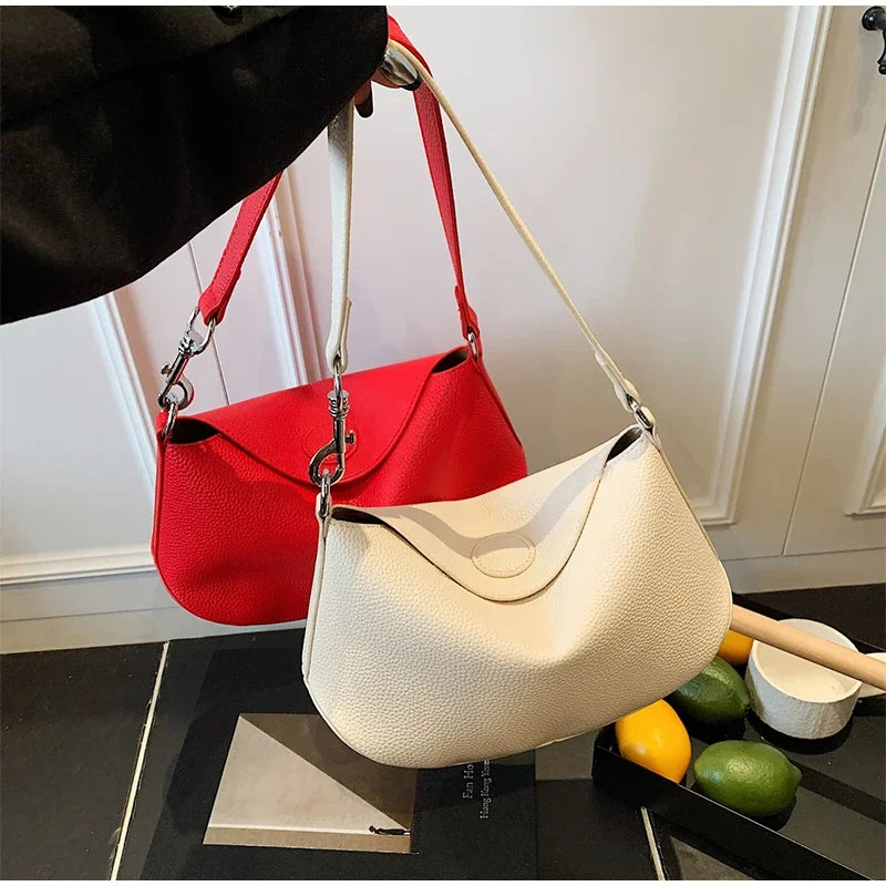 Pea Pod Crossbody Shoulder Bag,Women's Lychee Pebbled Pattern Women Dumpling Sling Bag,Chic Simple Minimalist Commuter Purse