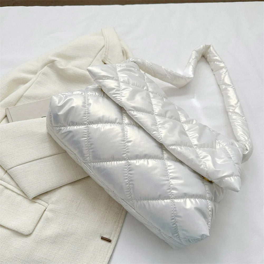 Puffer Tote Bag for Women Shoulder with Adjustable Strap Handbag Underarm Bag Purse Quilted Big Puffy Large Capacity Tote Bag