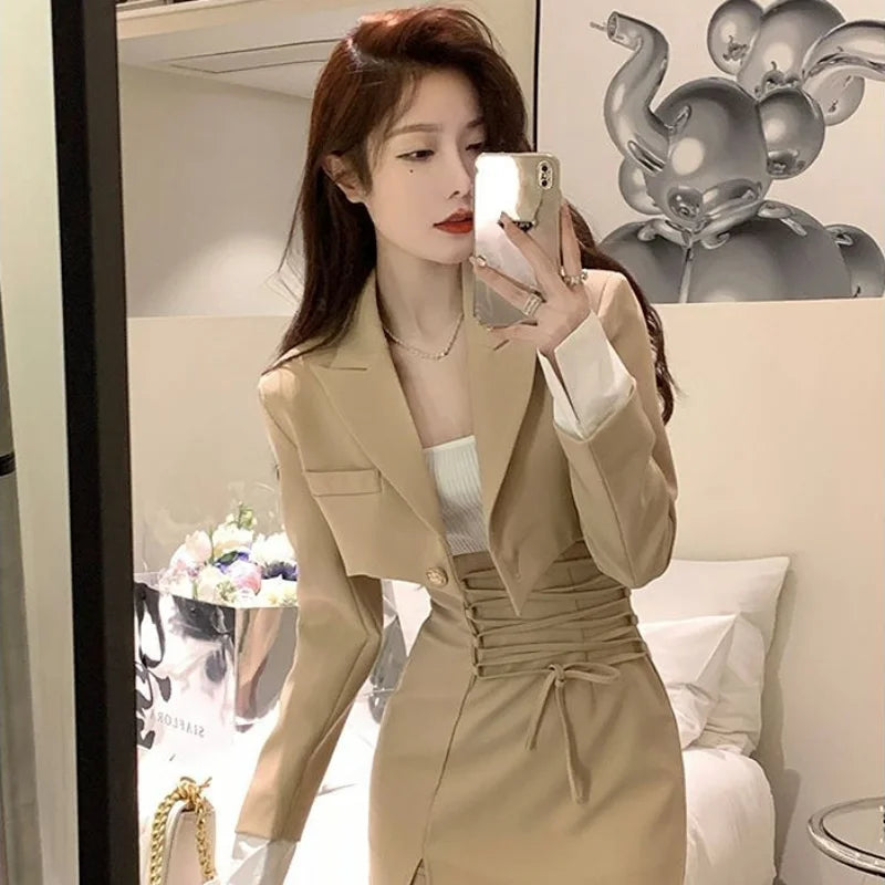 Summer Blazer Suit Skirt Women's Matching Sets Sexy Trend 2 Piece Outfits 2025 Set of Two Fashion Pieces for Women Office Skirts