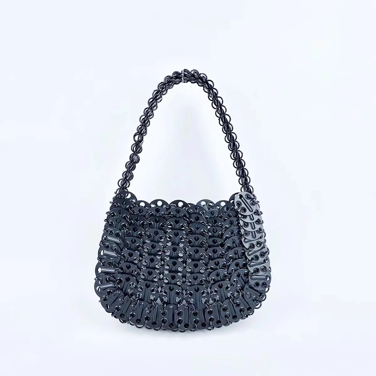 Bling Shiny Metal Sequined Dumpling Bag Woven Handmade Women Handbag Fashion Evening Bag Wedding Party Clutch Purse Shoulder Bag
