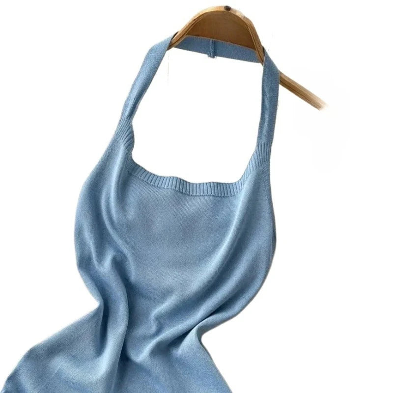 Blue Halter Mini Dress
