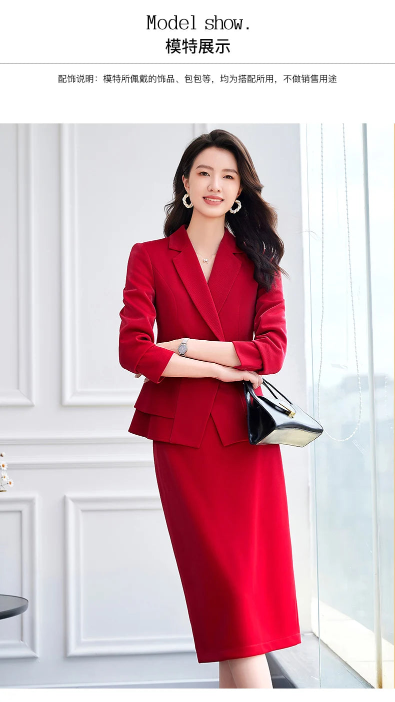NAVIU High Quality Slim Fashion Career Work Wear Suits With Jacket And Skirt Elegant Professional Business Work Blazer Outfits