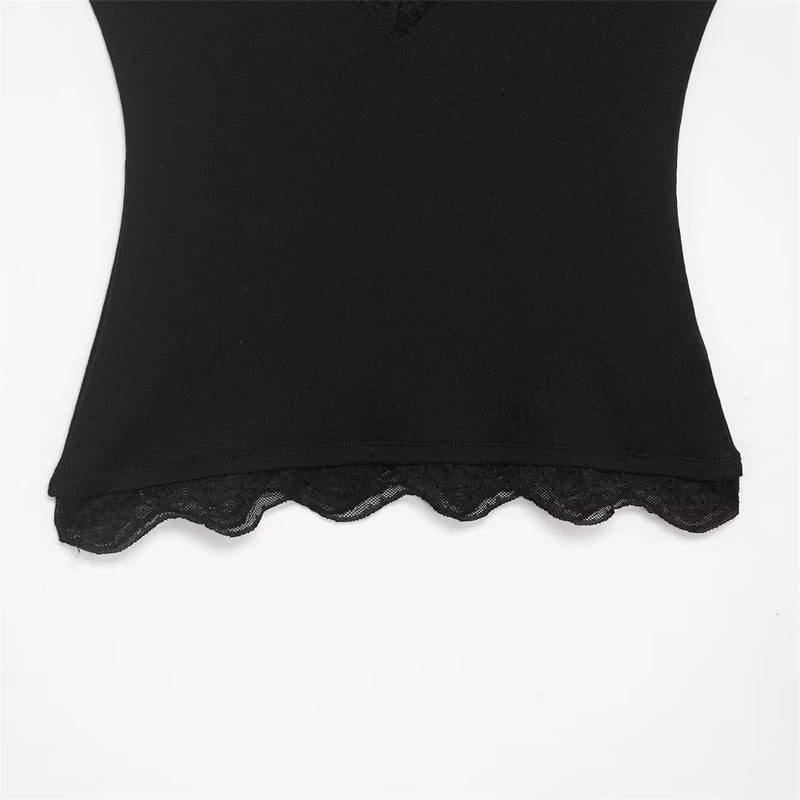 Women's Lace-Trim Cami Top, 3 Colors Available, V-Neck, Thin Straps, Sleeveless Casual Basic Tank