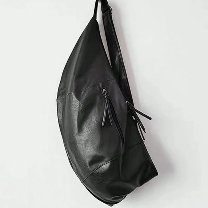 Stylish Dumpling Shaped PU Crossbody Bag for Men, Suitable for Casual Outings and Large Capacity Needs