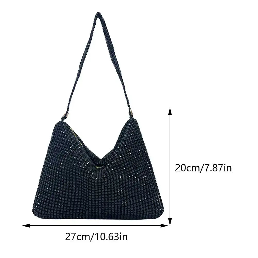 Glitter Evening Dinner Clutch Bag Women Lady Stylish Evening Bag Rhinestone  Large Capacity Underarm Bag Everyday Shoulder Bag