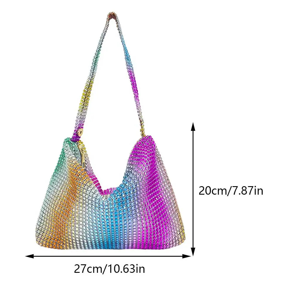 Glitter Evening Dinner Clutch Bag Women Lady Stylish Evening Bag Rhinestone  Large Capacity Underarm Bag Everyday Shoulder Bag