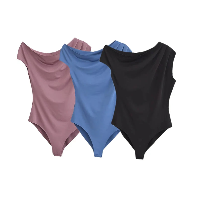 Bodysuits Summer Women's 2025 New Elastic Tight-Fitting Jumpsuit Chic Elegant Holiday Women Bodysuits Fashion Youth Jumpsuit