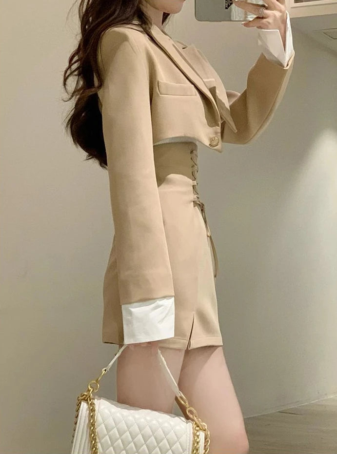 Summer Blazer Suit Skirt Women's Matching Sets Sexy Trend 2 Piece Outfits 2025 Set of Two Fashion Pieces for Women Office Skirts