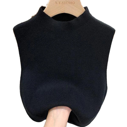 Women's Vest Tank Top Solid Color Knitted Tees Cropped Camisole Sweater Half-turtleneck Spring Autumn Sleeveless топ женский