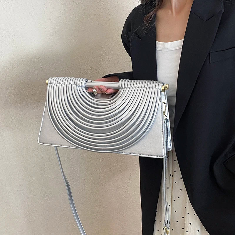 Branded Luxury Evening Clutch Purse For Women Noodles Design Golden Crossbody Bag For Wedding Dinner Party Designer Handbag 2025