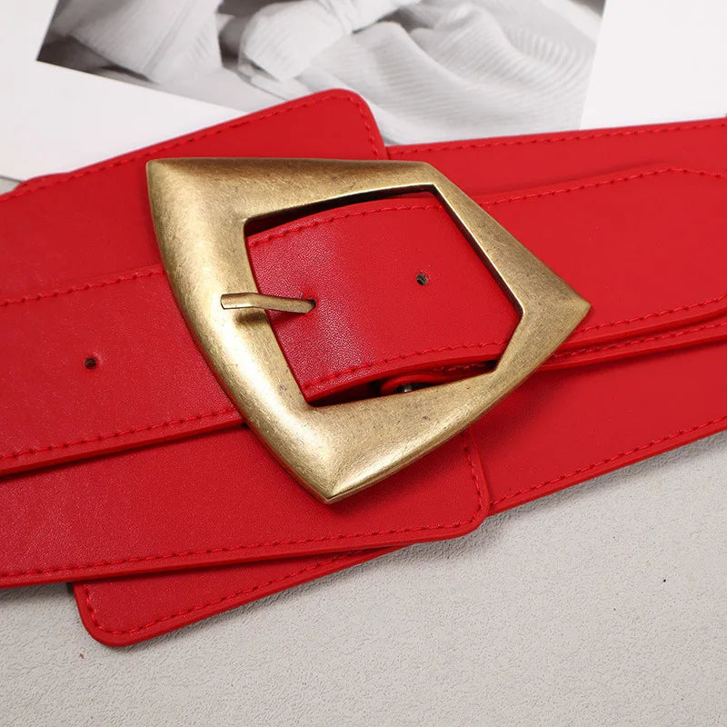 2025 New Fashion PU Elastic force Leather Women Wide Corset Belt Luxury Design Metal Buckle Waist Belt Dress Belt Accessories