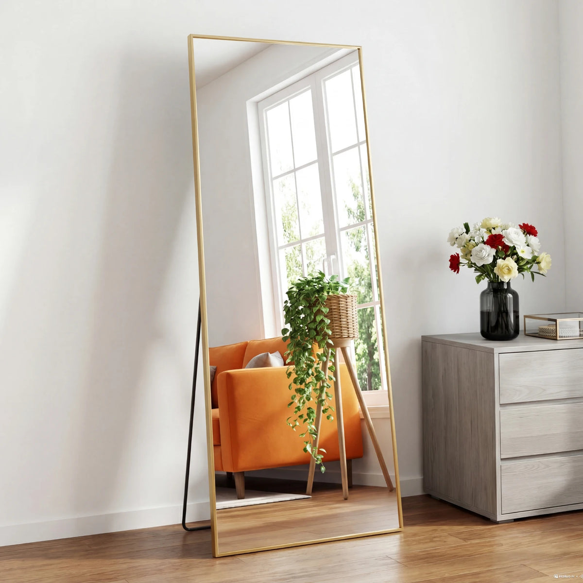 56"x21" Full Length Mirror with Aluminum Alloy Frame